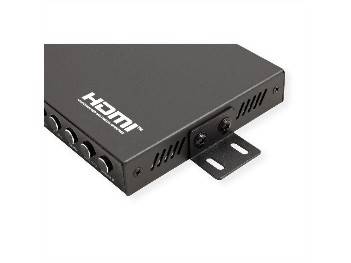 VALUE HDMI Matrix 4×2, 4K@30 Hz, Quad Multi-Viewer, HDCP 1.4, RS-232/IR, Toslink/Stereo, Schwarz