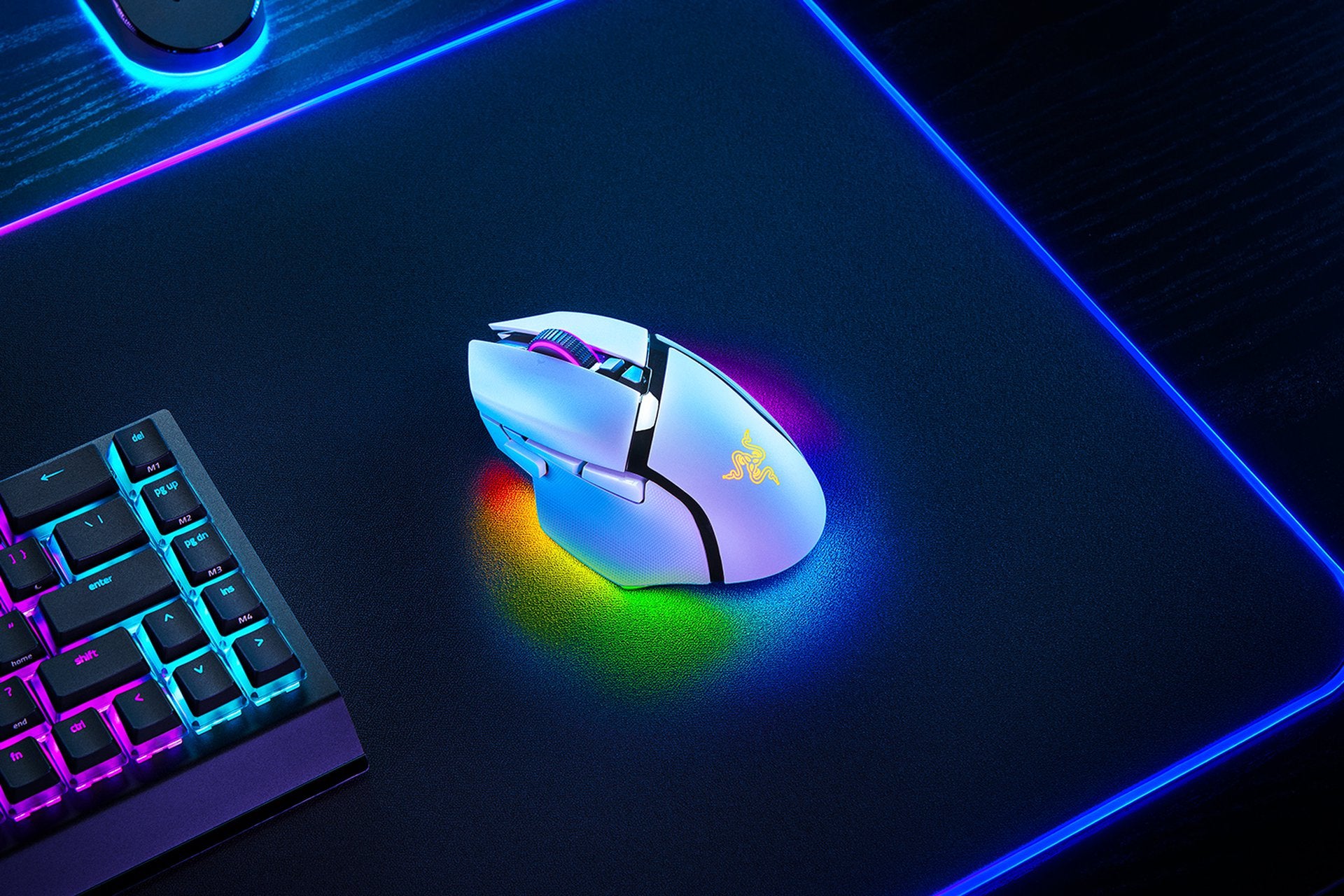 Razer Basilisk V3 Pro Gaming-Maus – kabellos, 35'000 dpi, 11 Tasten, für Rechtshänder, RGB-Beleuchtung, weiss