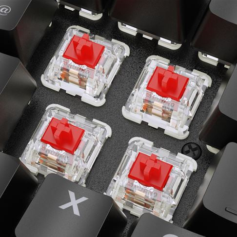 Sharkoon SKILLER SGK36W – Gaming-Tastatur – Mechanisch – 2,4 GHz USB-A (Empfänger) – QWERTZ (DE) – RGB – Rot