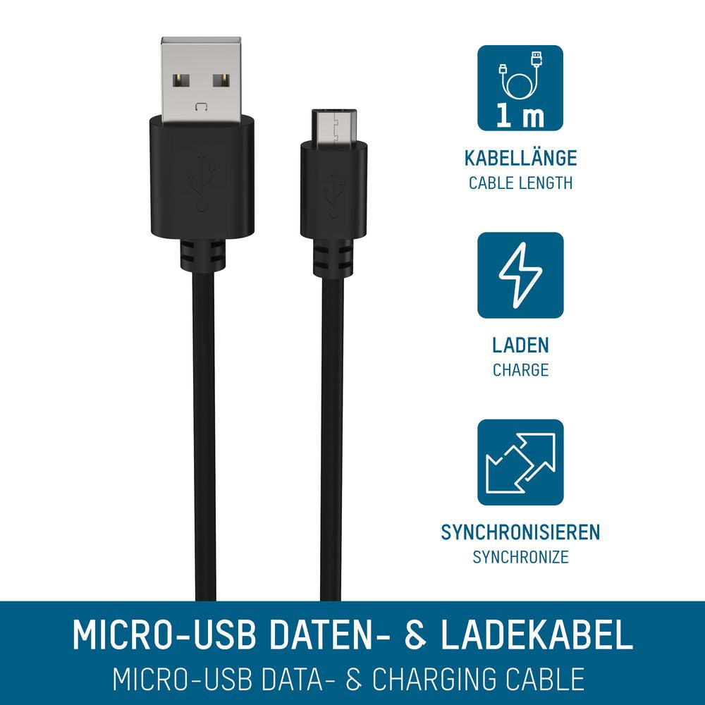 Ansmann USB-A auf Micro-USB-B Kabel – USB 2.0 (480 Mbit/s) – 1 m – Schwarz