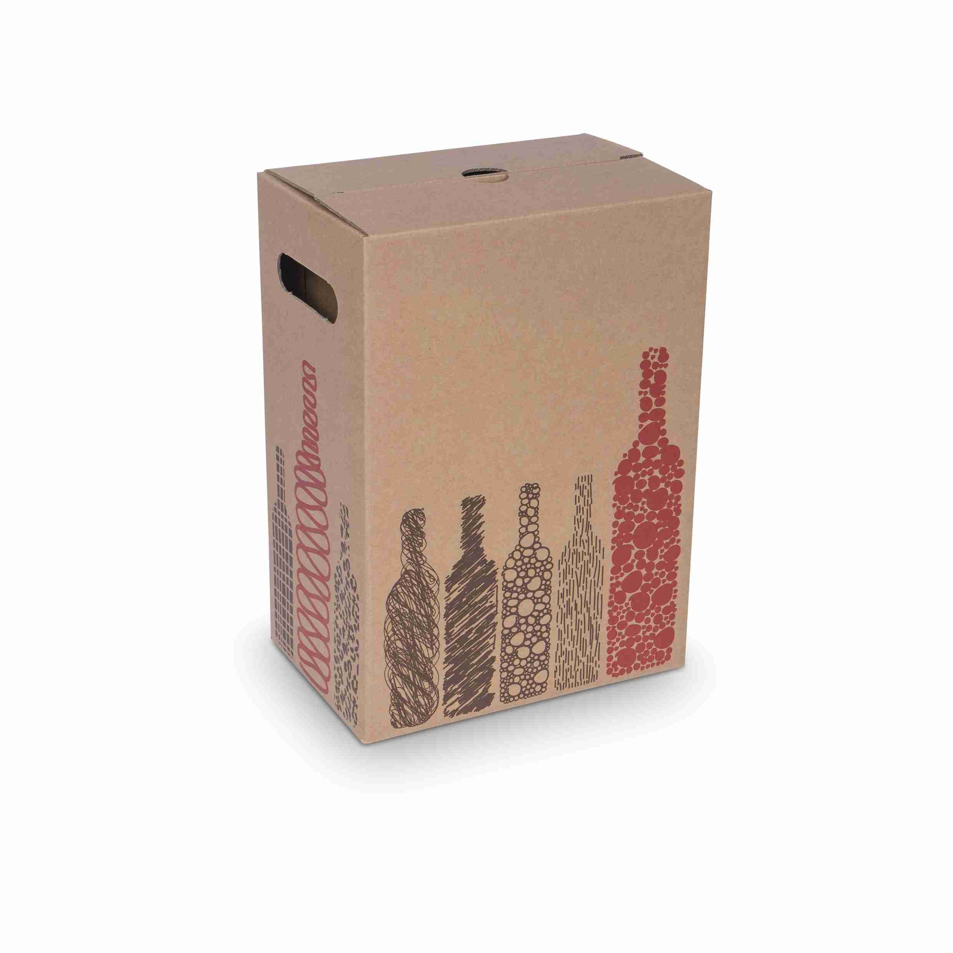 Model Weinversandkarton – für 6 × 0,75 l, max. 321 mm & Ø80 mm – 231 × 154 × 321 mm, braun – 1 Stk., ab 20 Stk.