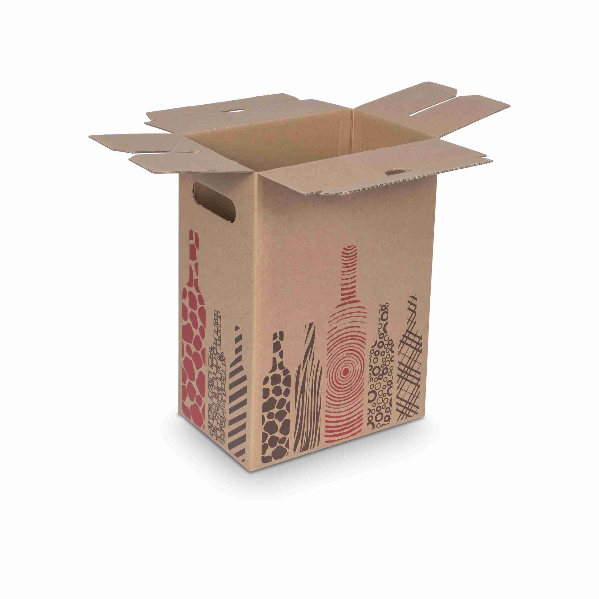 Model Weinversandkarton – für 6 × 0,75 l, max. 321 mm & Ø80 mm – 231 × 154 × 321 mm, braun – 1 Stk., ab 20 Stk.