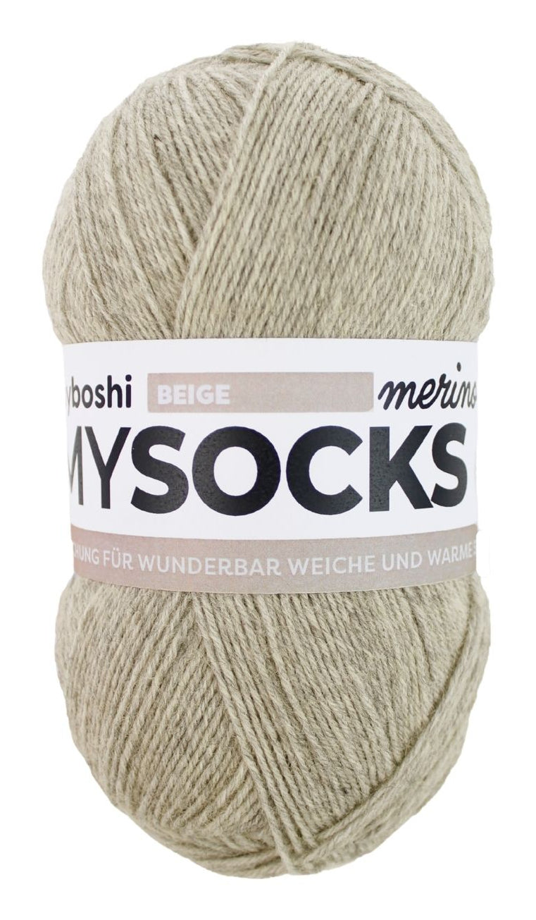 myBoshi mysocks Merino Melange Garn Beige – 100 g, 420 m, Nadel 2,5 mm, 75% Schurwolle/25% Polyamid