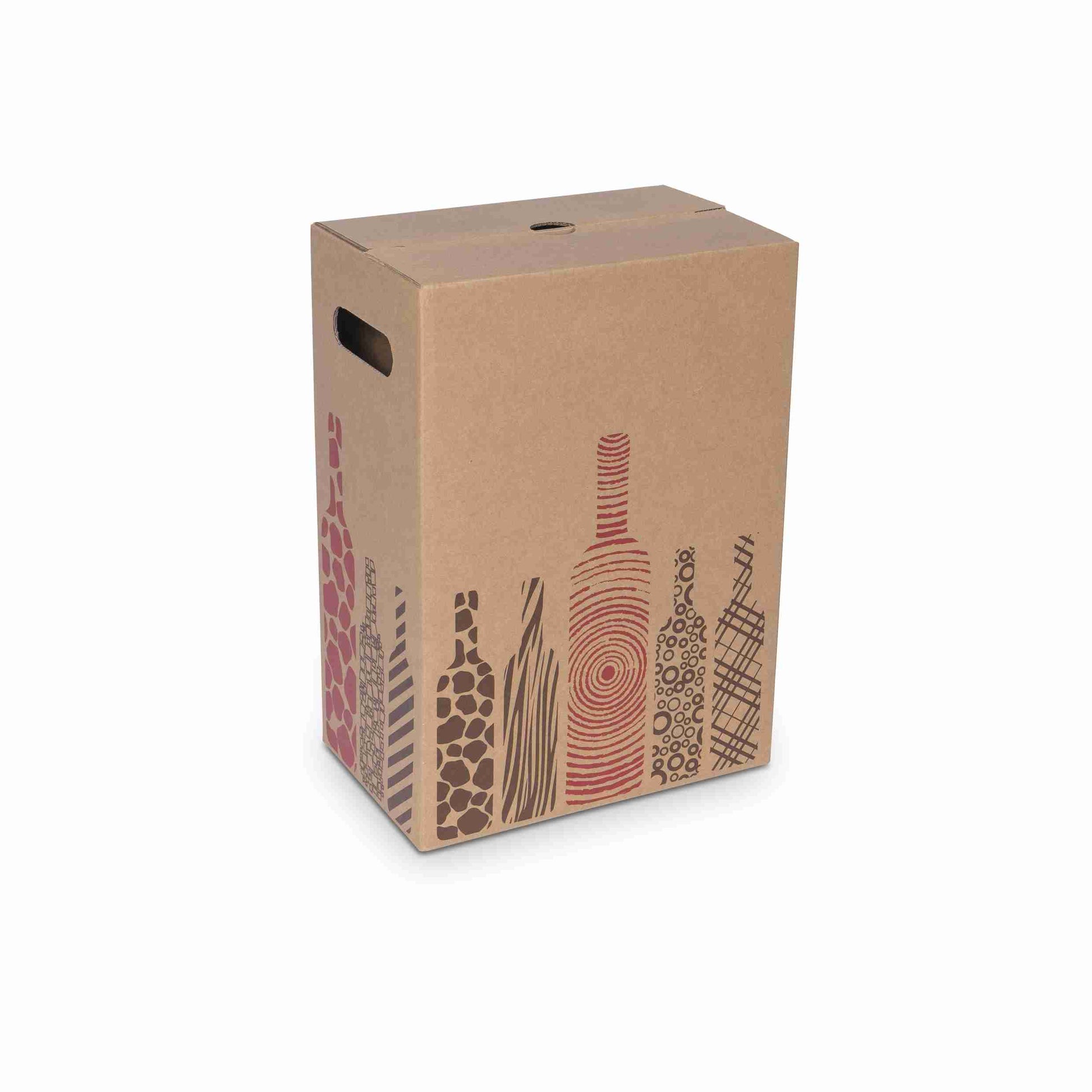 Model Weinversandkarton – für 6 × 0,75 l, max. 350 mm & Ø80 mm – 250 × 160 × 350 mm, braun – 1 Stk., ab 100 Stk.