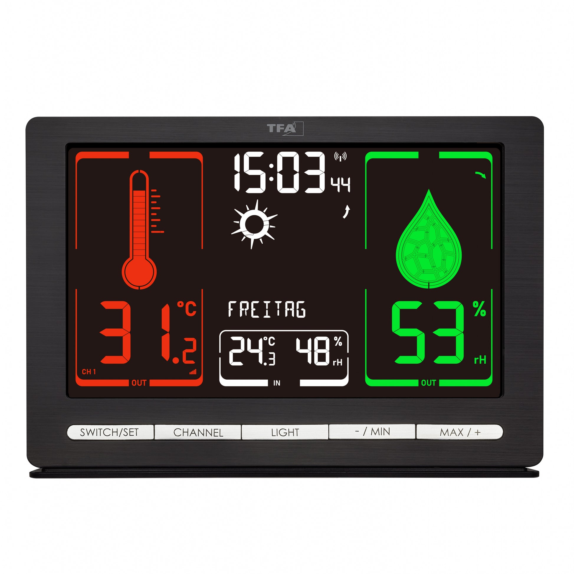 TFA-Dostmann METEOCHROME Temperatur-/Feuchtesensor – 868 MHz, −40–60 °C, 10–99 %, Innen/Aussen