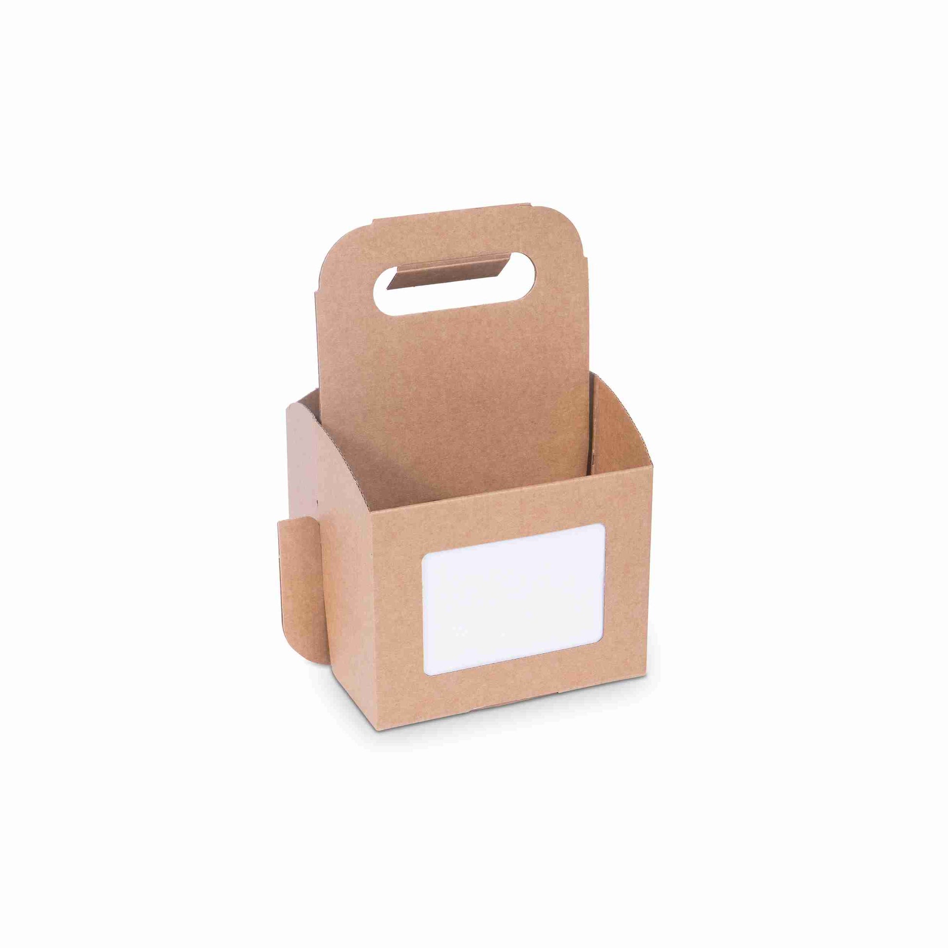 Präsentkarton braun – Innenmass 150 × 238 × 150 mm – für 4 × 0,33 l Flaschen – 1 Stk., ab 1'000 Stk.