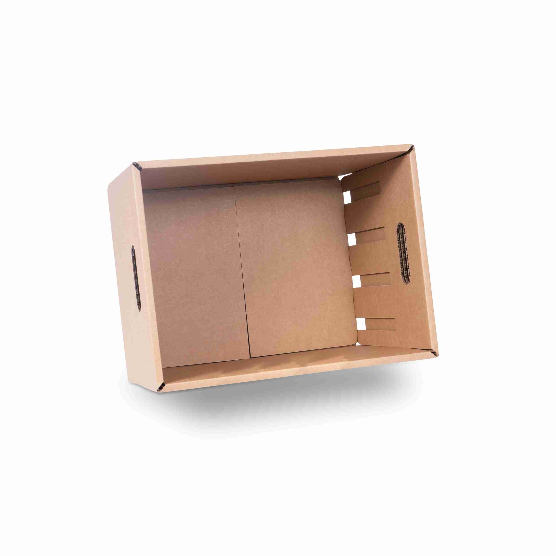 Model Versandbox – 369 × 256 × 240 mm, braun, Wellkarton, stapelbar – 1 Palette (400 Stk.)