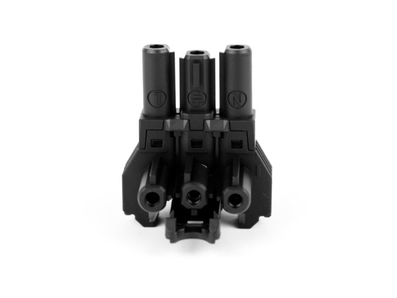 Bachmann Verteilerblock GST18, 1×GST18 In / 2×GST18 Out, abziehbar, Befestigung, 58×44×35 mm – schwarz