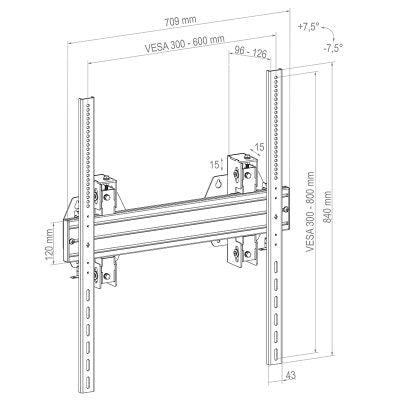 Hagor Wandhalterung – Neigbar – 65–98" – VESA 300×300–600×800 – bis 150 kg, Höhenverstellbar – WH Synchron HD