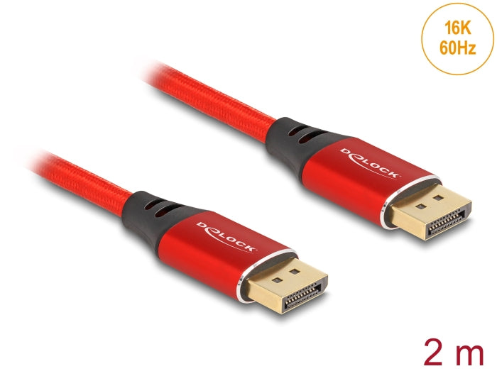 DeLOCK DisplayPort Kabel DP 2.1 16K 60 Hz – 2 m – Rot