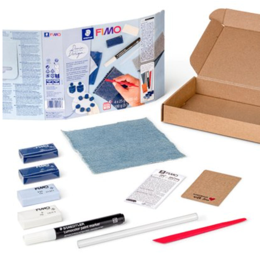 Staedtler FIMO – Knete-/Modelliermasse-Set (ofenhärtend) – Jeans-Design – 4 × 25 g – 8025HTC2