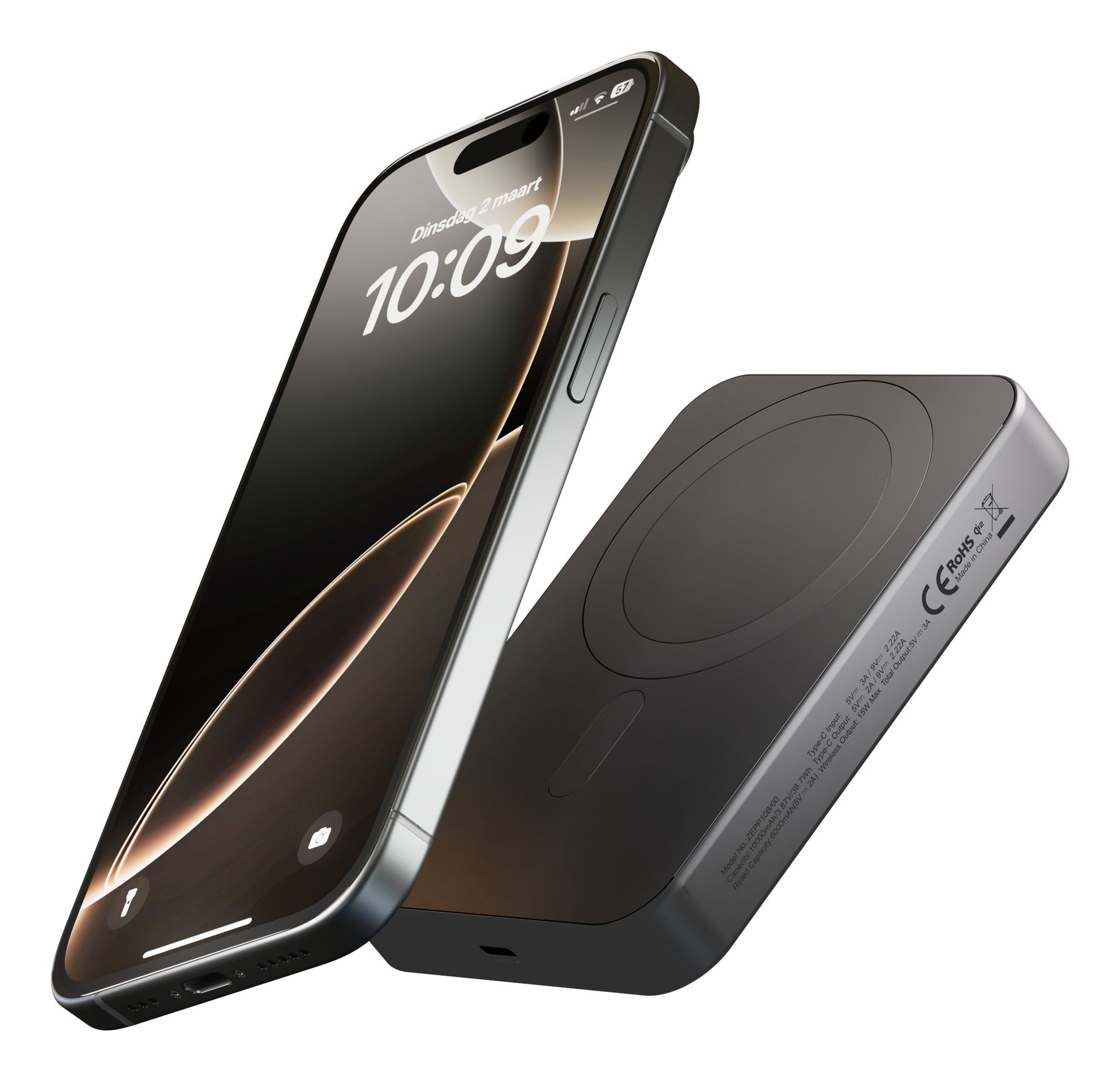 ZENS Powerbank Pro1 Slim – 10'000 mAh, Qi2, Schwarz