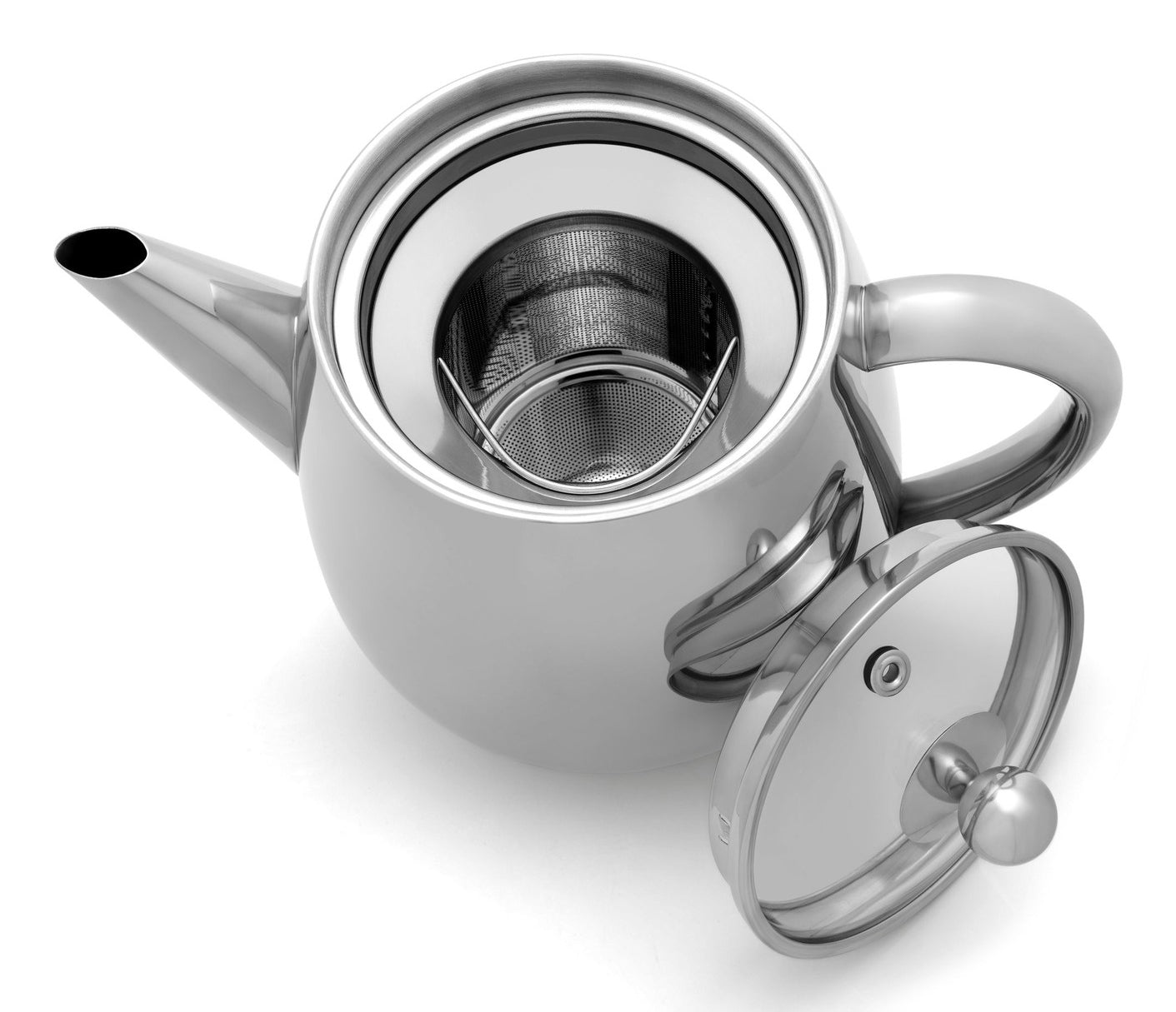 Bredemeijer Teekanne Duet Eva – 1,1 l, 23,0 × 14,5 × 19,5 cm, Edelstahl/Glas, Silber, mit Teefilter