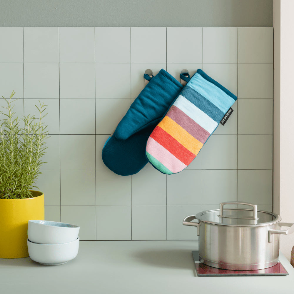 REMEMBER Ofenhandschuhe 29 × 14 cm, Baumwolle/Polyester, mehrfarbig, 2 Stk.