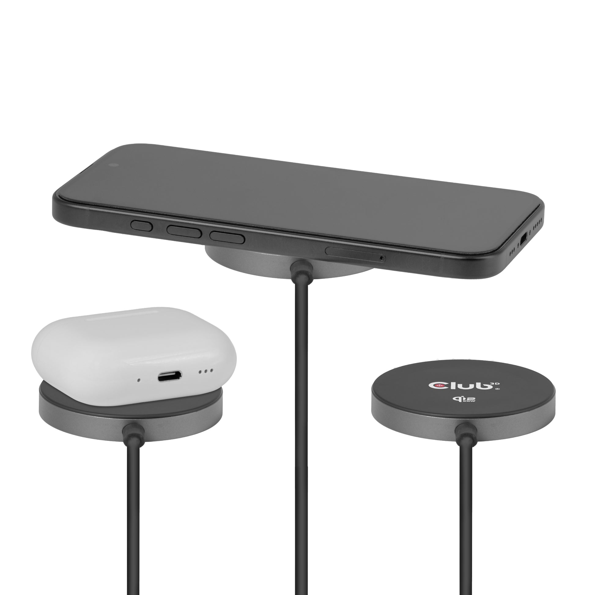 CLUB3D CAC-3027 Kabelloses Ladegerät 25 W – Qi2, MagSafe-kompatibel – für Smartphones, Smartwatches u. a.