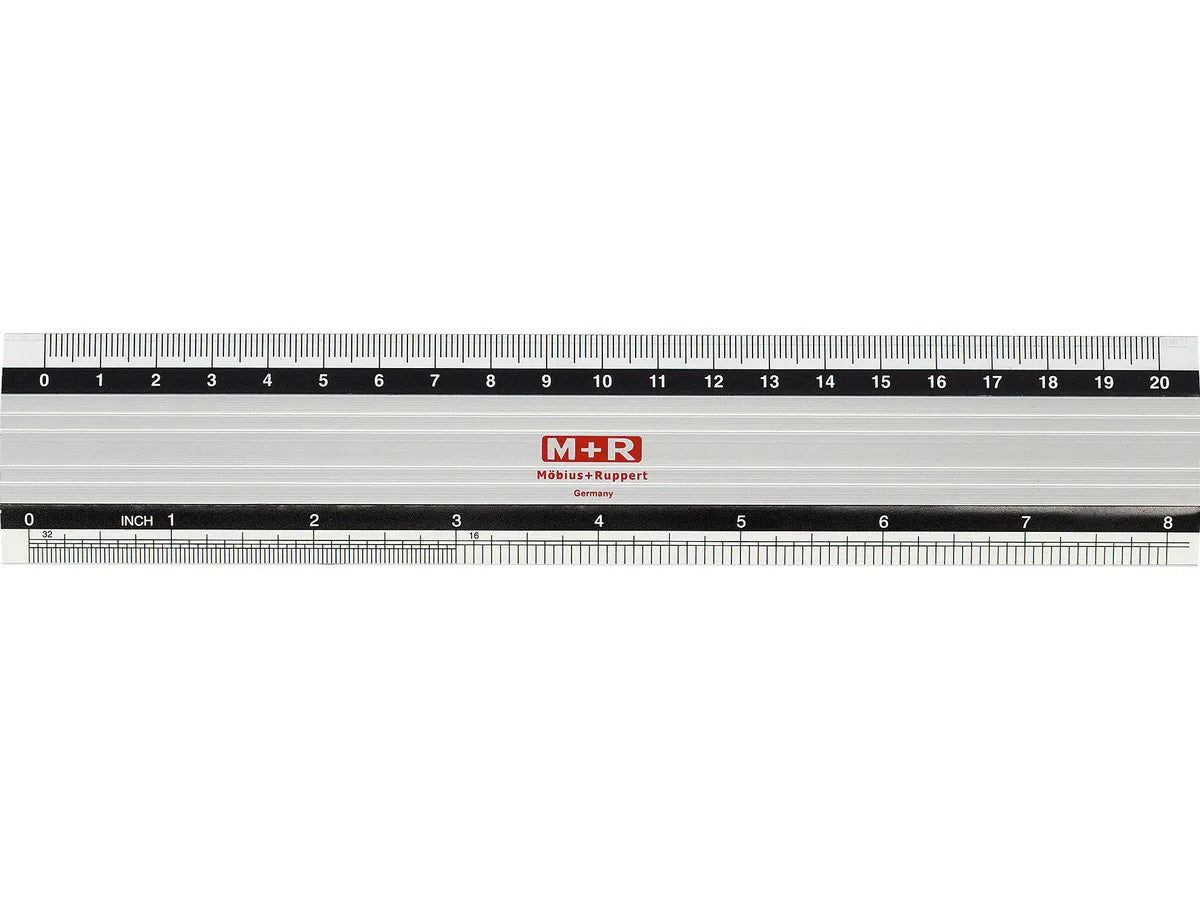 M+R Lineal – Aluminium – 20 cm – Skala cm/″ – silber