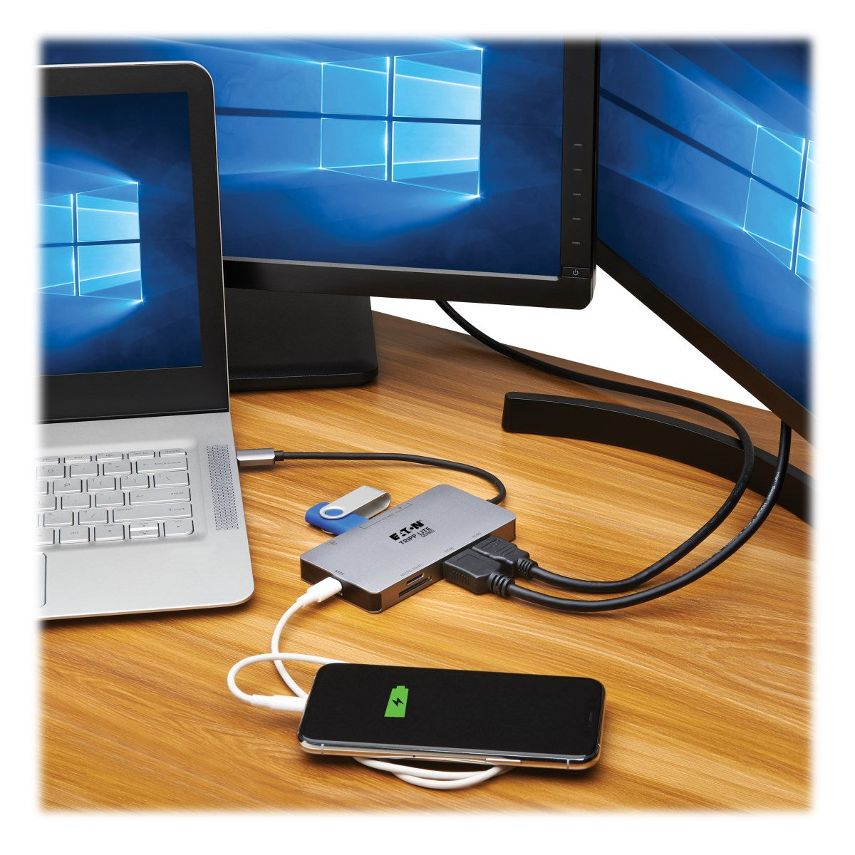 Tripp Lite U442-DOCK8G-GG Dockingstation – USB-C, 2× HDMI, 2× USB-A, 1× USB-C, 100 W PD, GbE, SD/microSD