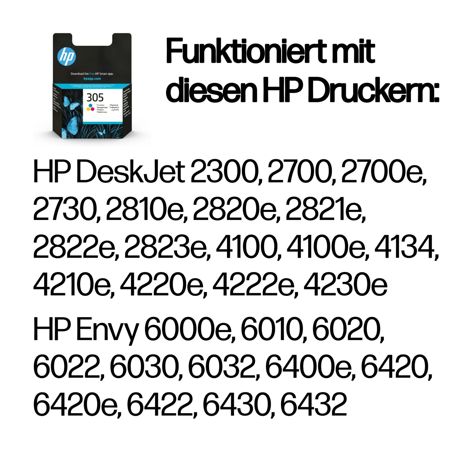 HP 305 Dreifarbig Tintenpatrone (Original) – 100 Seiten – für DeskJet 2300/2700/2700e, Envy 6000e/6010/6020