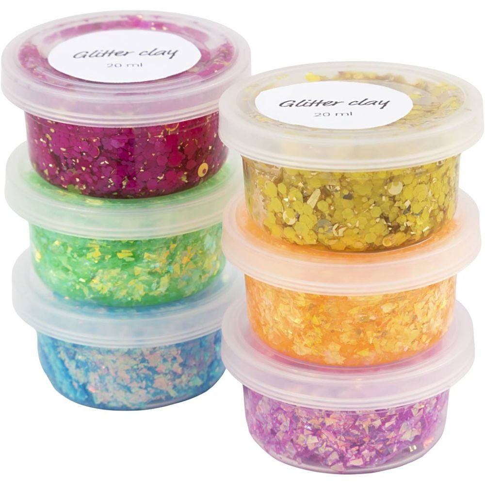 Creativ Company Modelliermasse, Glitzer, Mehrfarbig, 6 Stk.