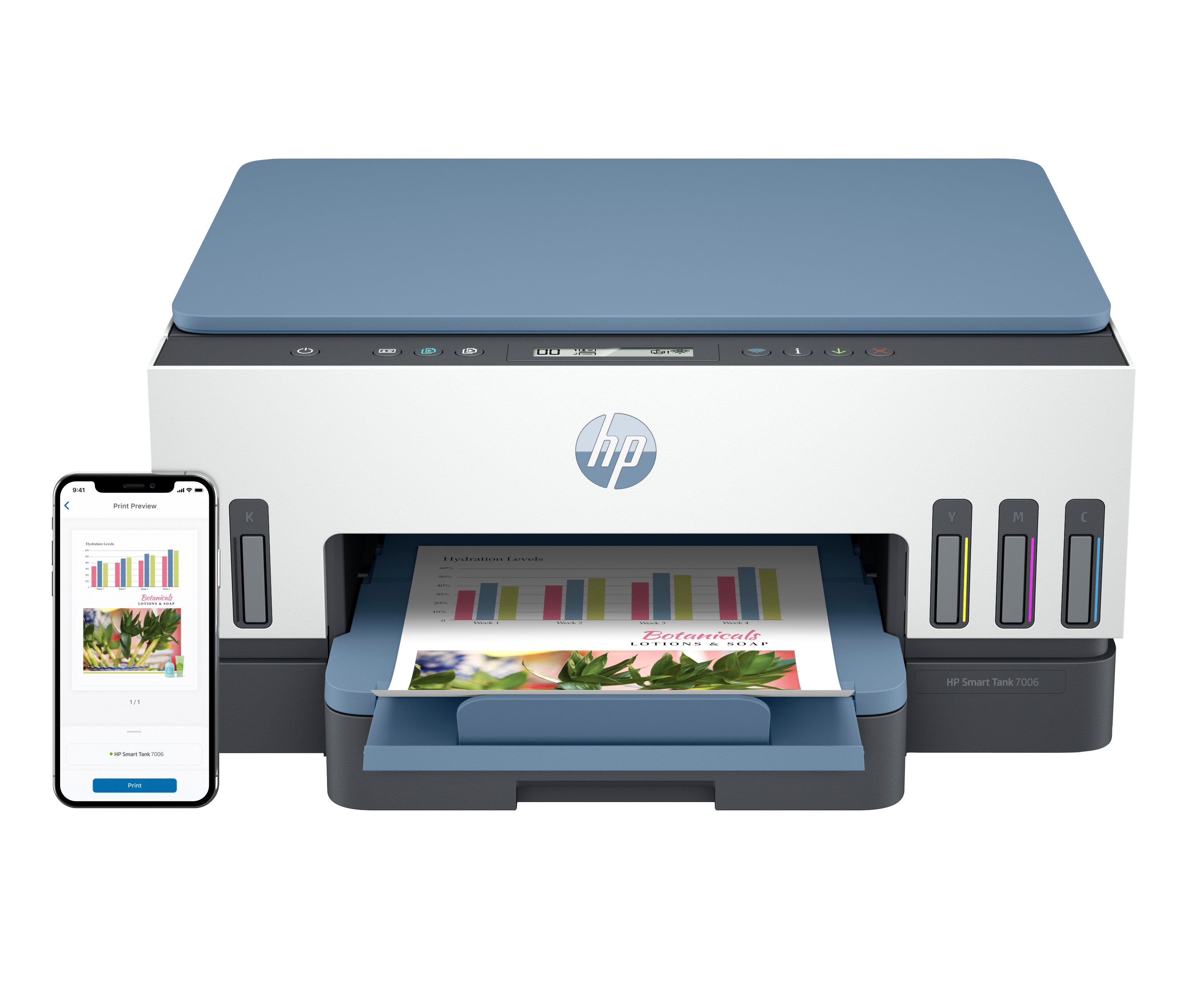 HP Smart Tank 7006e – Farbiges Tintenstrahl-MFP A4, 3-in-1 – USB/WLAN – Duplex – 15 ppm S/W, 9 ppm Farbe