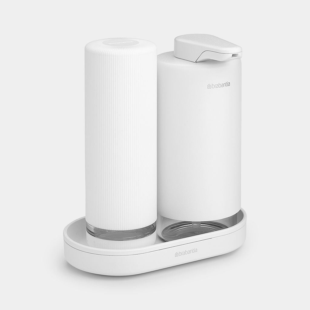 Brabantia Sink Style Seifenspender – Tisch, Metall, Weiss, 200 ml, 2er-Set