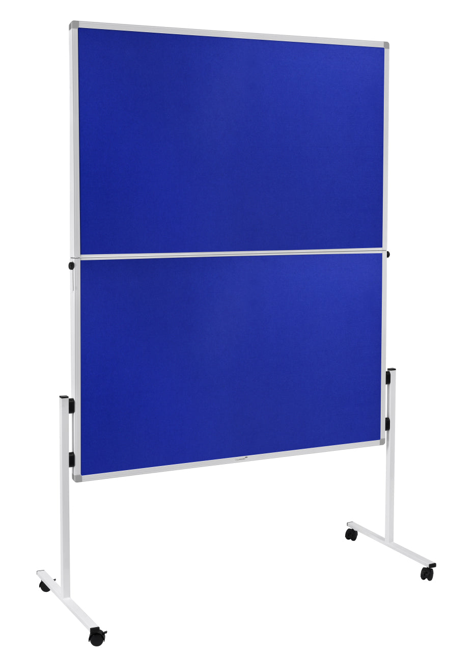 Legamaster Moderationswand – Filz, mit Rollen, doppelseitig – 120 × 150 cm – Blau, Alurahmen