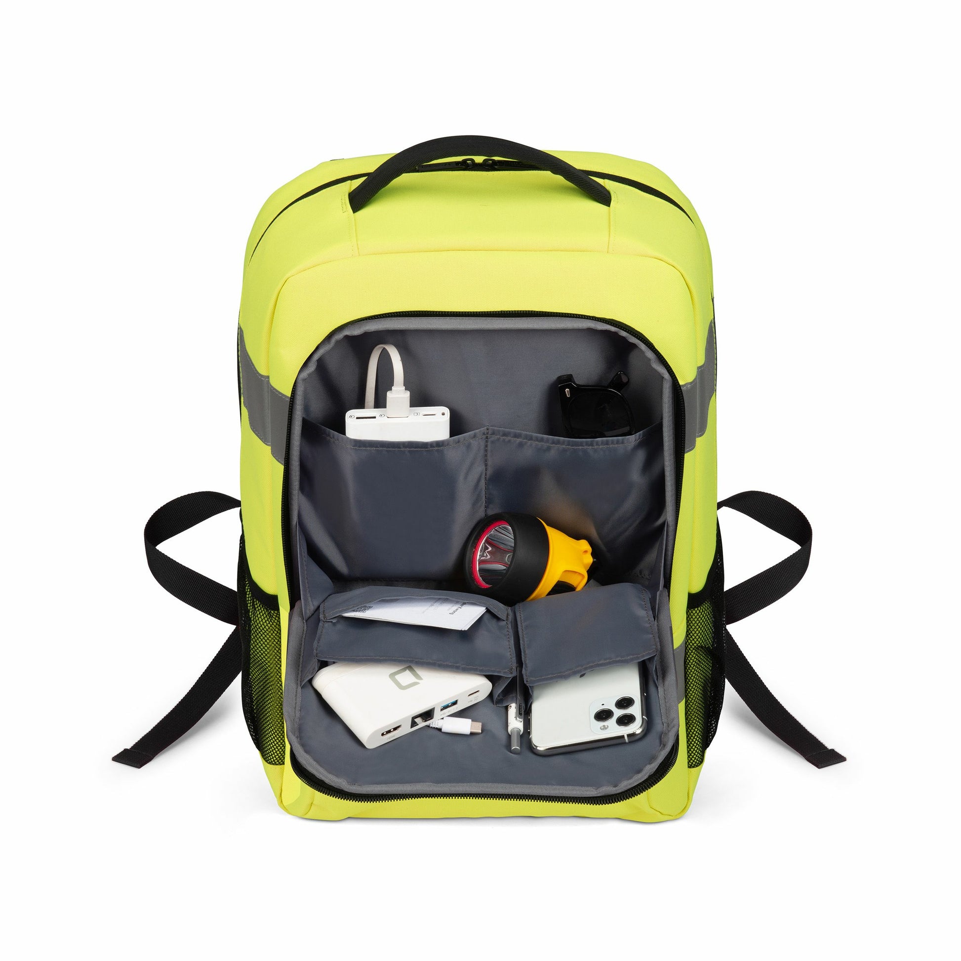 DICOTA Notebook-Rucksack – 24 l, rPET, Gelb/Schwarz, Reflektierende Elemente
