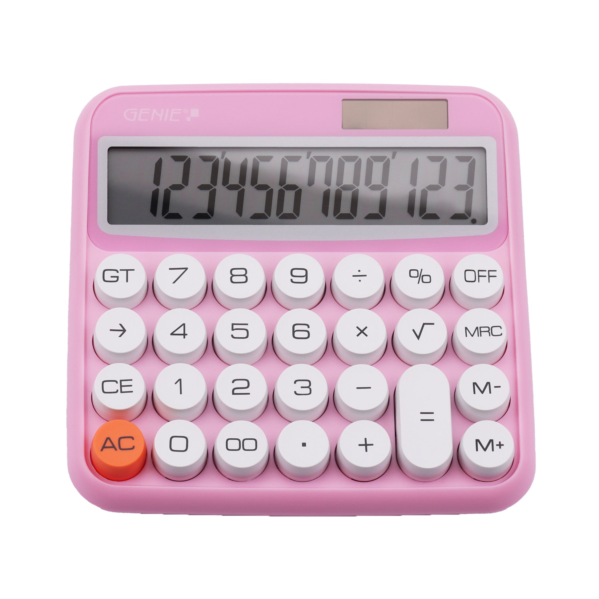 Genie Tischrechner 612P – 12-stellig – Solar/Batterie – Pink