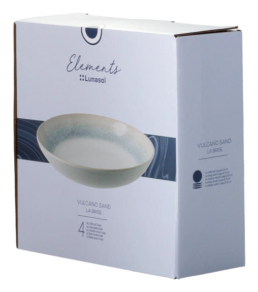 Lunasol Speiseteller Elements Vulcano – 4er Set, Ø 23,0 cm, Steingut, Sand