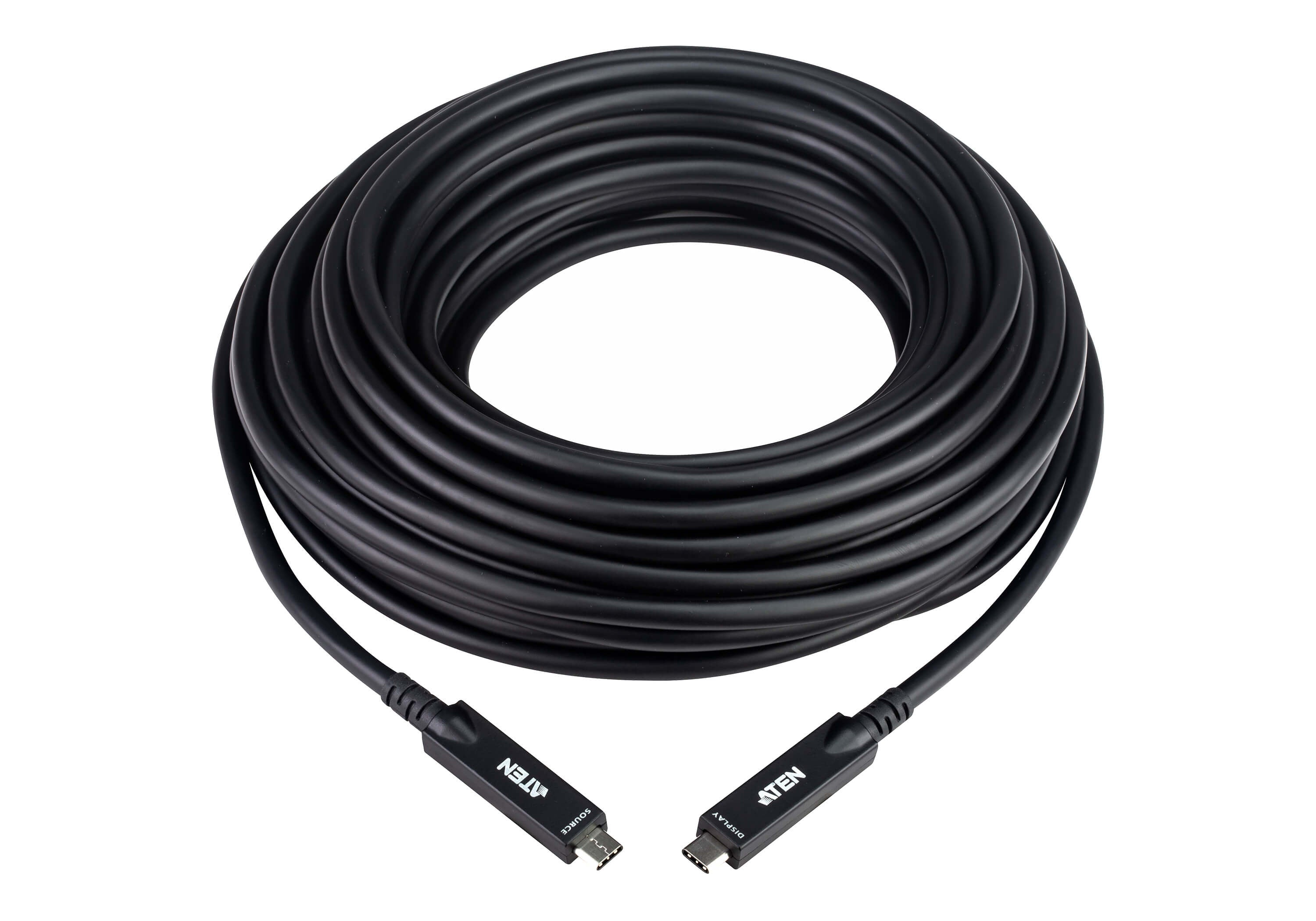 ATEN USB-C auf USB-C Kabel – USB 3.2 Gen 2 (10 Gbit/s) – 15 m – PD 60 W – 4K/60 (DP 1.4/2.1) – Schwarz