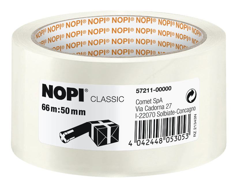 TESA Nopi Classic – Verpackungsklebeband, transparent, stark, UV-beständig, wasserfest – 50 mm × 66 m – 1 Rolle