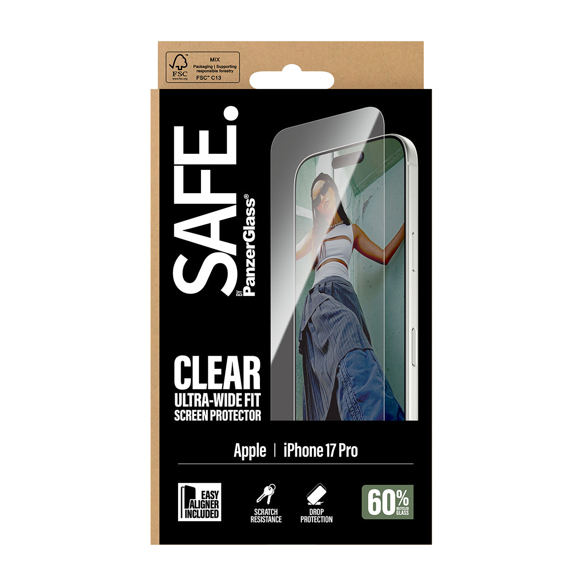PanzerGlass Displayschutzglas – für Apple iPhone 17 Pro – Ultra-Wide Fit, kratzresistent, anti-Fingerprint