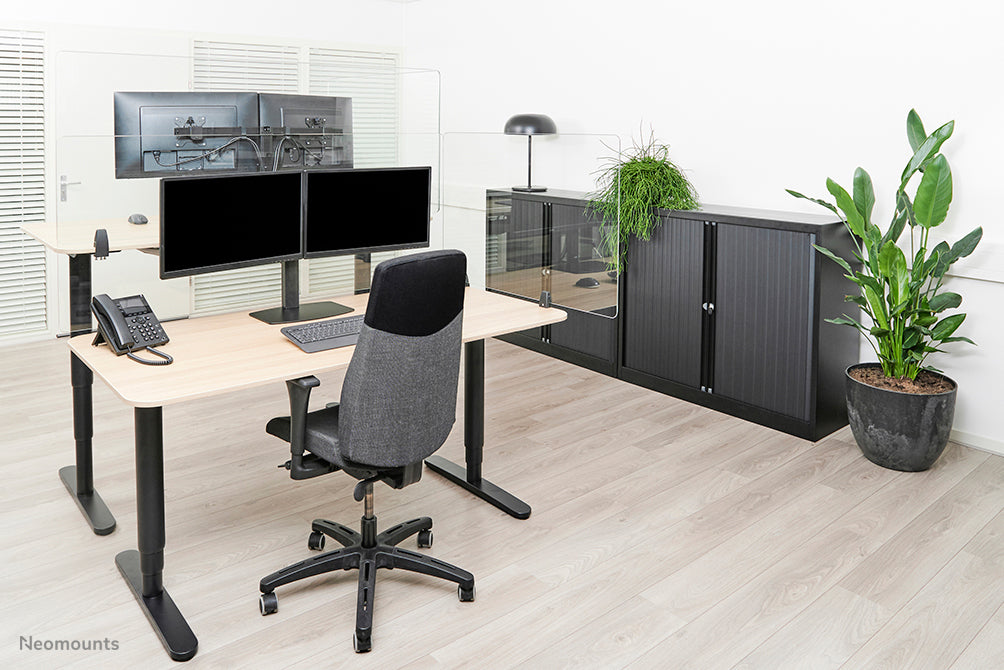Neomounts Hygieneschutzschild – 1'000 × 650 mm, Glas, transparent, mit Montageset, für Tischplatten bis 25 mm