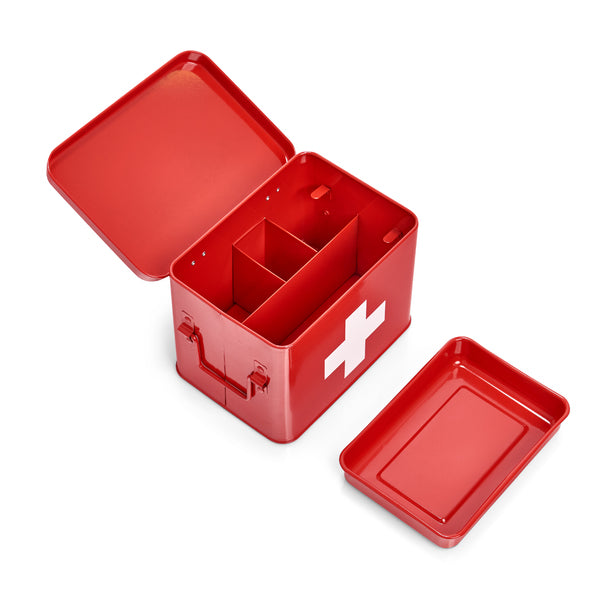 Zeller Present Aufbewahrungsbox – Metall – Rot – mit Griff – 160 × 160 × 215 mm