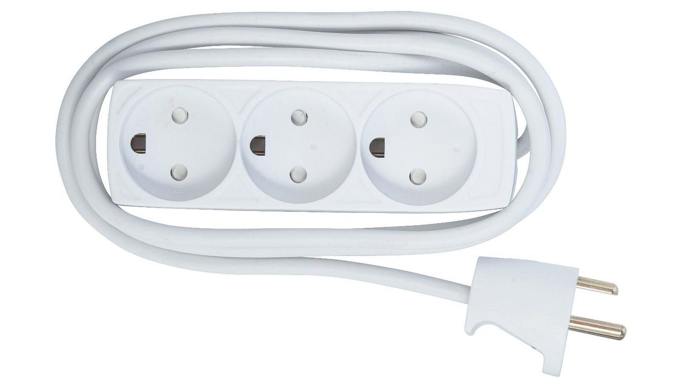 Microconnect Steckdosenleiste – 3× Typ K, 3 m, ohne Schalter, mit Kindersicherung, weiss