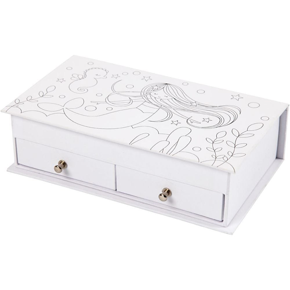 Creativ Company Schmuckkästchen, Karton, Weiss, 18 × 5 × 10,5 cm, Eckig