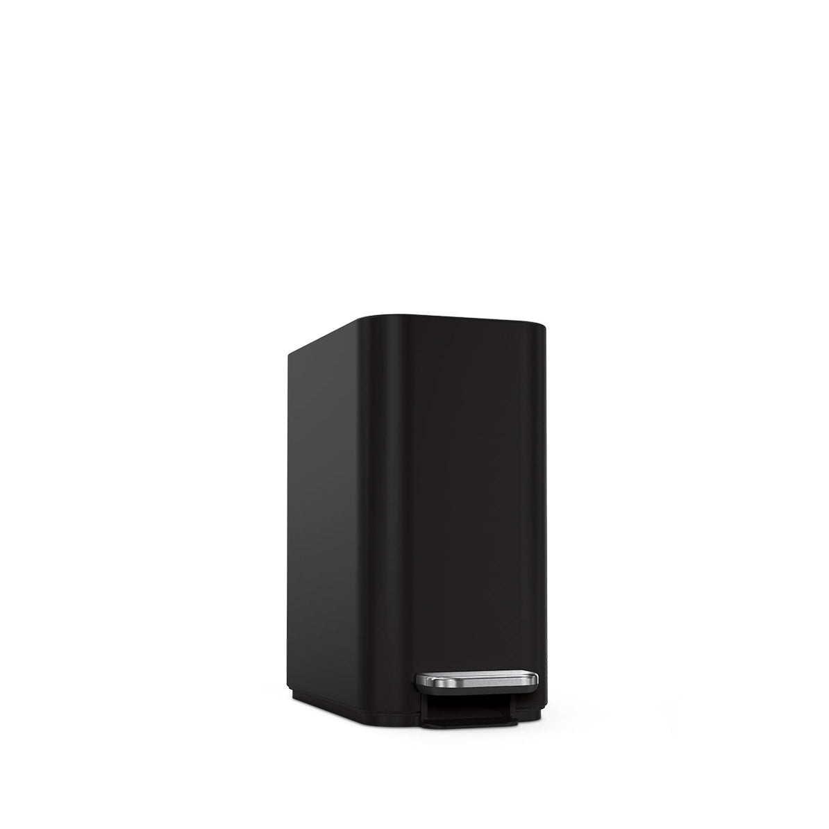 simplehuman Papierkorb – 5 l, mit Deckel, Edelstahl, schwarz matt – B × H × T 157 × 310 × 320 mm
