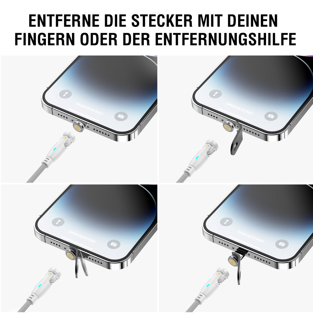 4smarts USB-C auf USB-C Kabel – USB 2.0 (480 Mbit/s) – 1,8 m – PD 100 W – Textilmantel, Abgewinkelt – Weiss