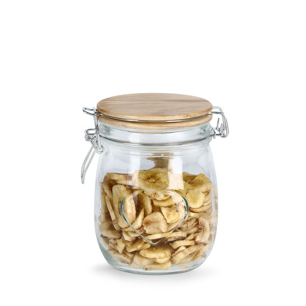 Zeller Present Vorratsdose 750 ml, Ø 11 × 14,2 cm, Glas/Kiefer, transparent