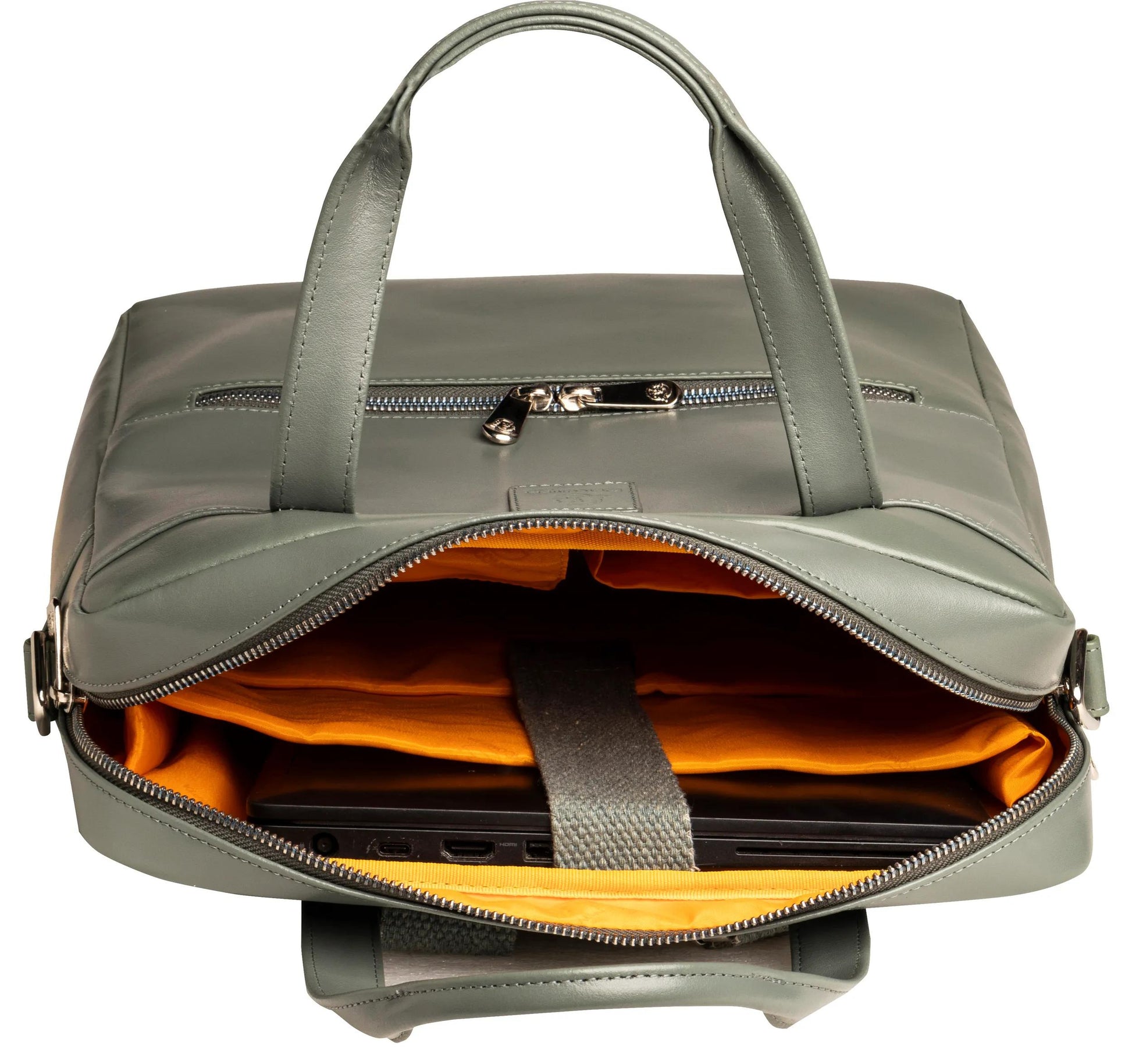 Exacompta Notebook-Rucksack bis 14" – Leder, Gepolstertes Laptop-/Tabletfach – Grau