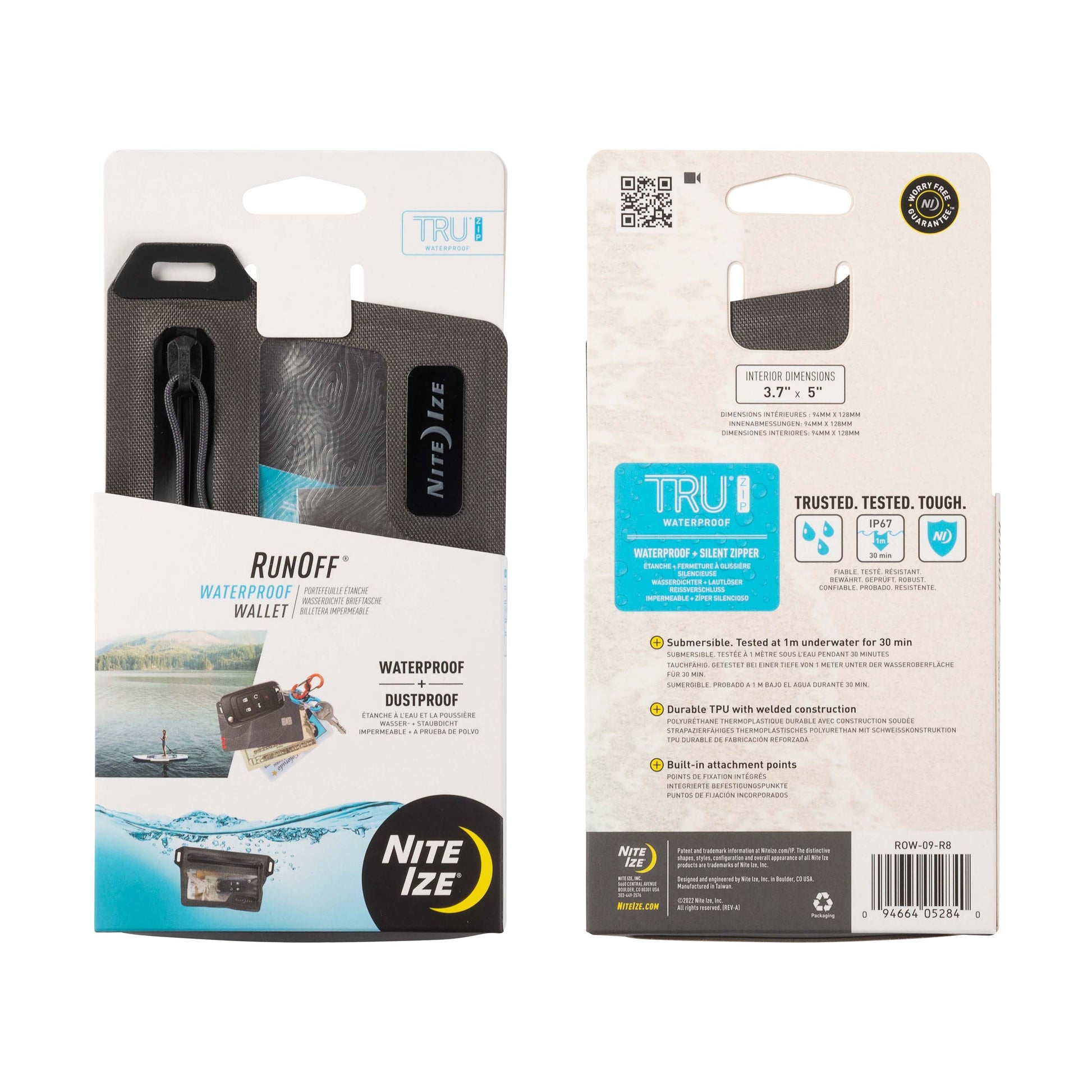 Nite Ize Reissverschlusstasche 140 × 100 × 10 mm – wasserfestes TPU, Schwarz