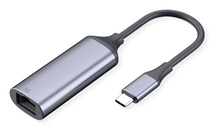 VALUE USB-C zu RJ-45 Netzwerkadapter – 5 Gbit/s, USB 3.2 Gen 1, 0,13 m, grau