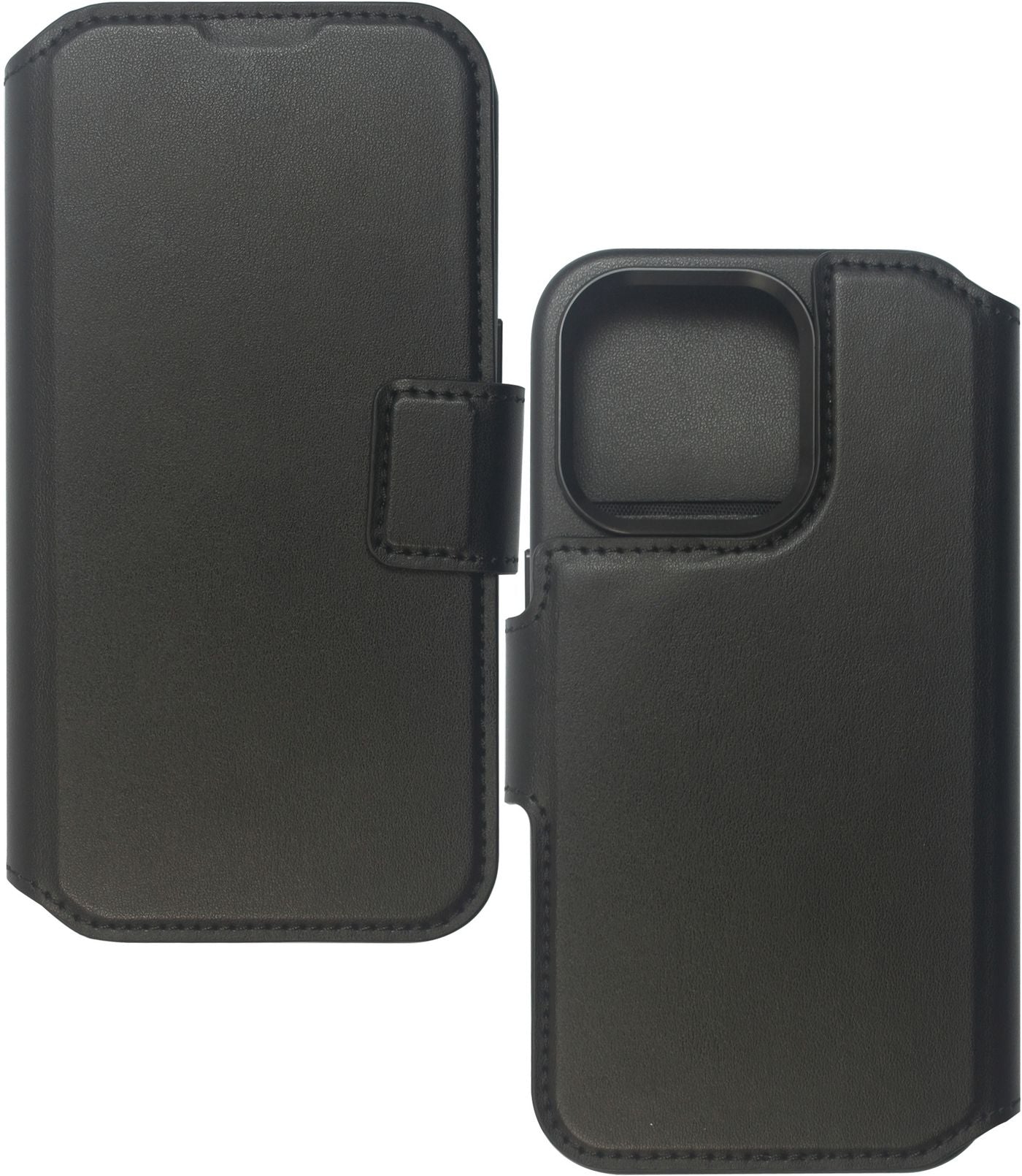 eSTUFF INFINITE MILAN Wallet-Case MagSafe – Schwarz, Leder – für Apple iPhone 16 Plus – mit 3 Kartenfächern