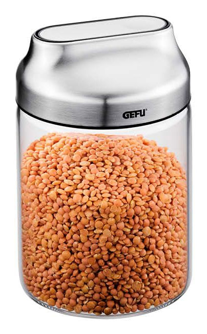 GEFU Vorratsdose 700 ml, Ø 10 × 17,4 cm, Borosilikatglas/Edelstahl, transparent