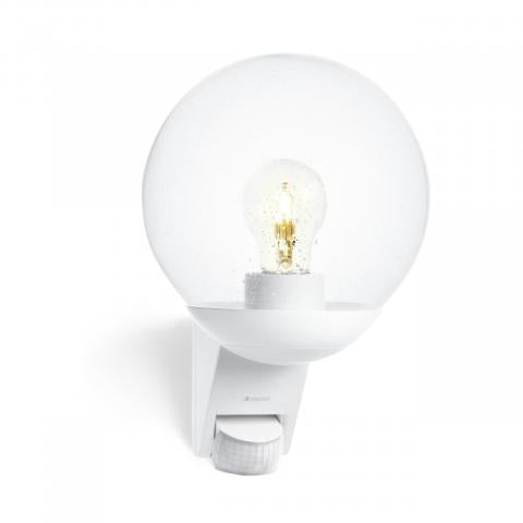 STEINEL Aussenwandleuchte – 60 W – IP44 – Netzbetrieb – mit Bewegungsmelder, Weiss, Glas, Kunststoff