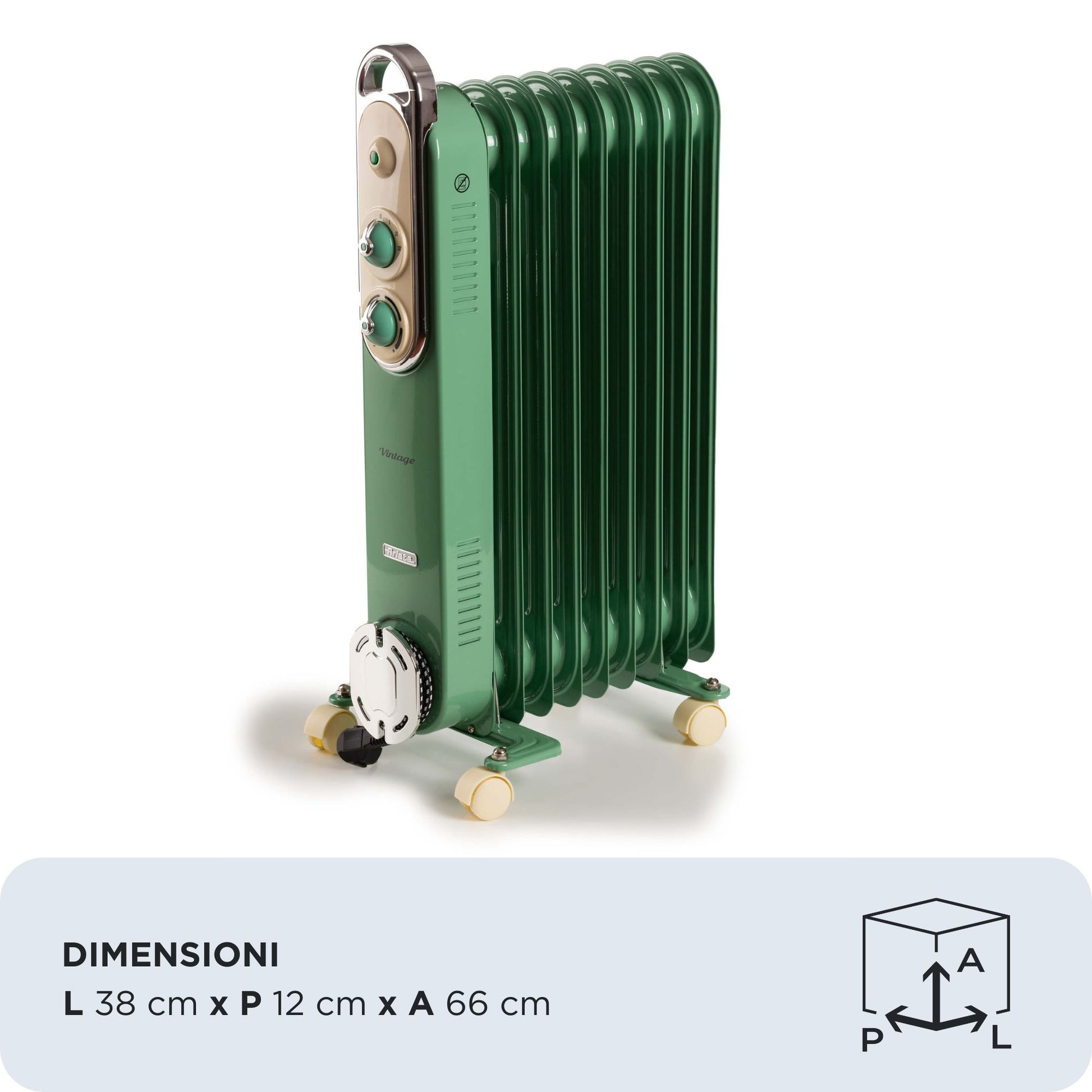 Ariete Öl-Heizlüfter ARI-8251-GR – 2000 W, 3 Stufen, Thermostat, Grün
