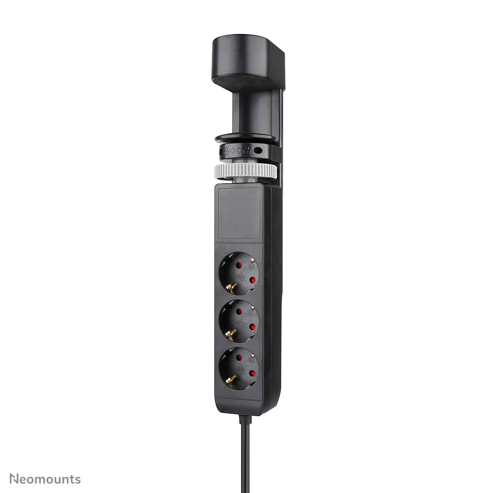 Neomounts DS22-840BL6 – Tisch-Steckdose mit Klemme, 3× 230 V, 2× USB-A + 2× USB-C (PD), 1,4 m, Schwarz