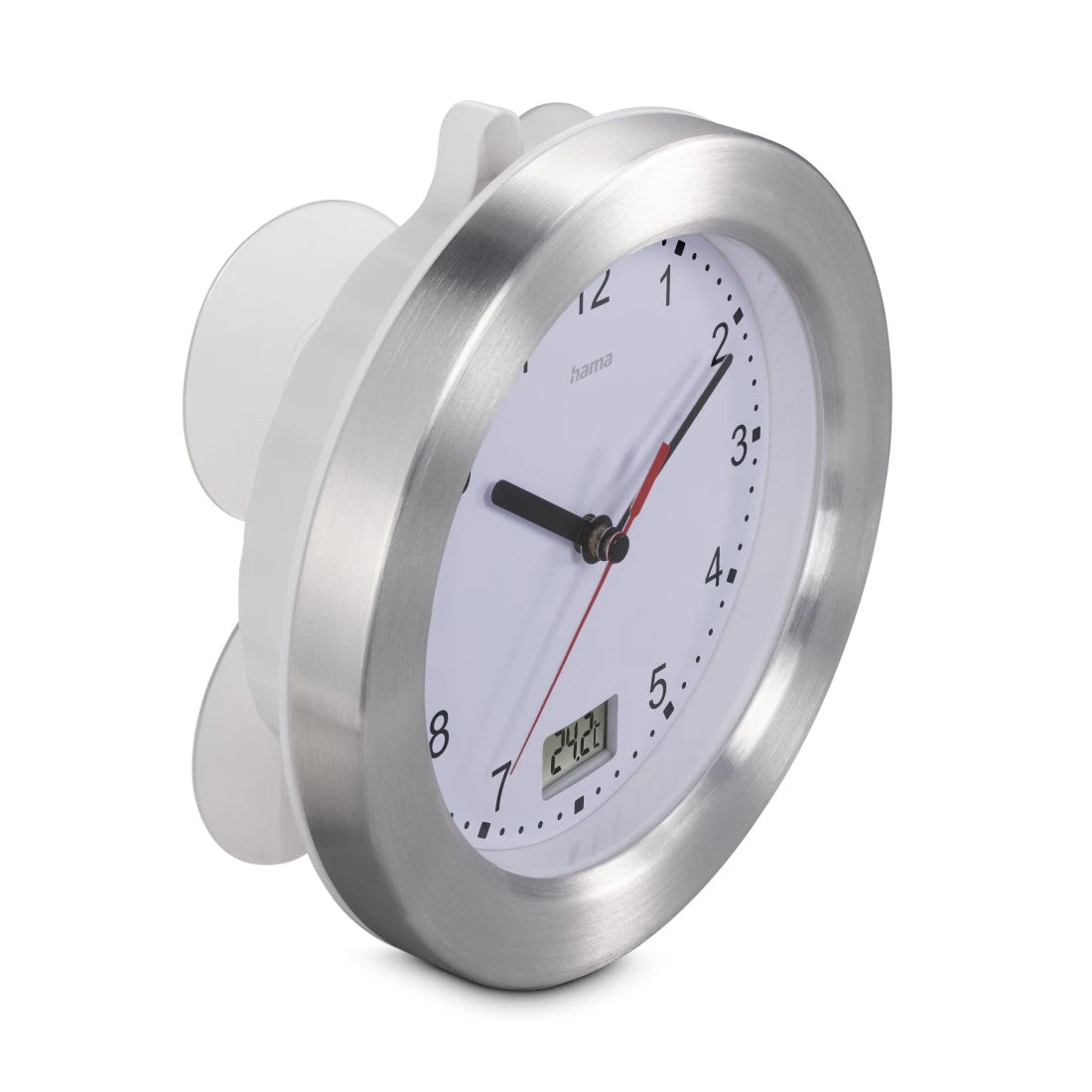 Hama Wanduhr – Analog, lautlos, Thermometer, Ø 17 cm, weiss, Glas