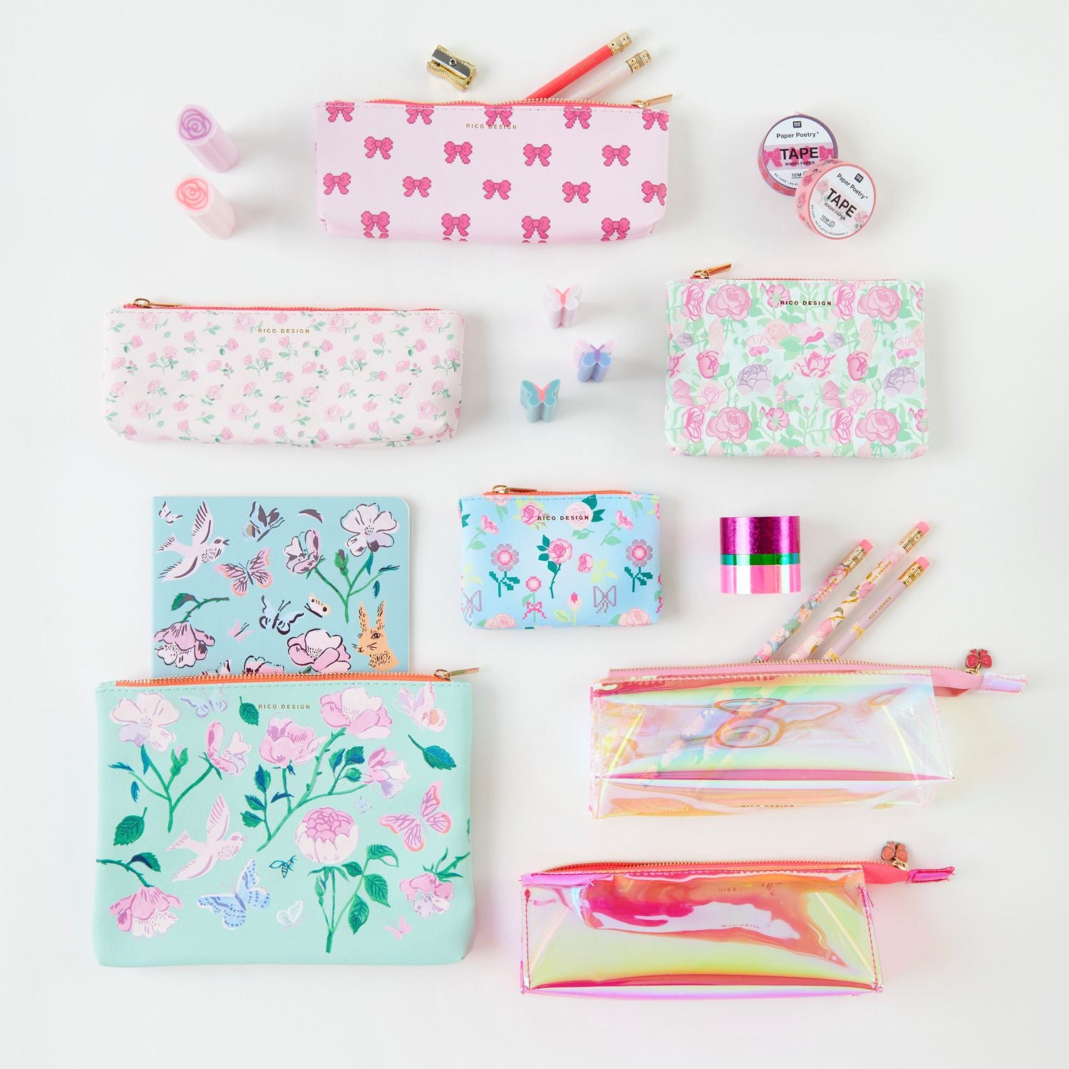 Rico Design Schlamperetui, Schleifen, Rosa, Polyester, 20 × 6,5 × 1,6 cm