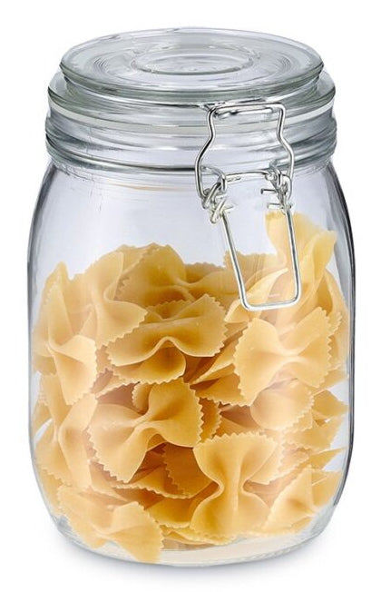 Zeller Present Vorratsglas 1 l, Ø 11 × 17 cm, Glas/Edelstahl/Silikon, mit Bügelverschluss, transparent